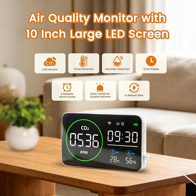 Smart Air Quality Monitor Indoor, WiFi Air Quality Tester - Image 2