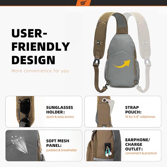 SKYSPER Sling Bag RFID Crossbody Sling Backpack Cross Body Shoulder Bag Travel - Image 4