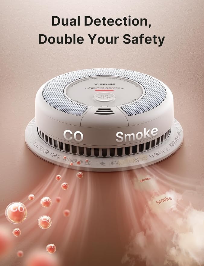 X-Sense Smoke Detector Carbon Monoxide Alarm Combo 10-Year Battery, UL 217 & UL - Image 4