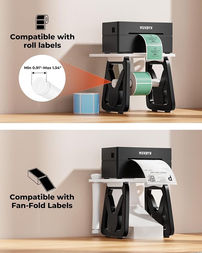 MUNBYN Thermal Label Holder for Rolls and Fanfold Labels, Label Roll Holder for - Image 3