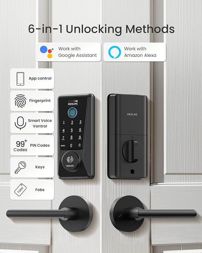 DESLOC Smart Lock D110 Plus, WiFi Fingerprint Smart Front Door Lock - Image 4