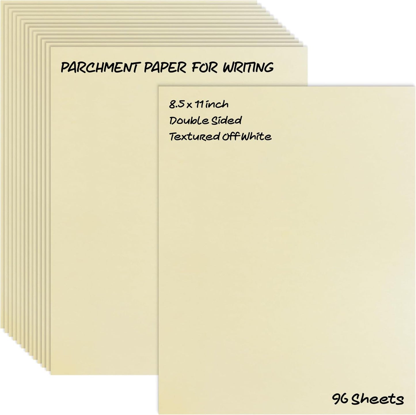 Parchment Stationery Paper, 96 Sheets, Textured Off White, 24 lb Bond/90 gsm, Stationery Paper for Certificates, Resumes, Diplomas, Executive Use, Printer-Friendly, by Better Office Products