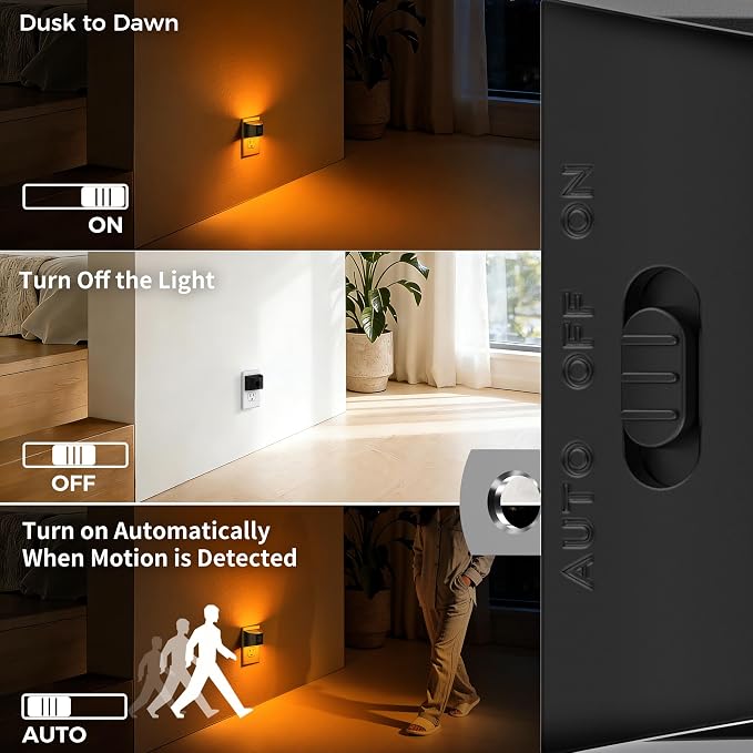 DORESshop LED Night Light, Night Lights Plug into Wall, 3 Mode Plug in Night - Image 3
