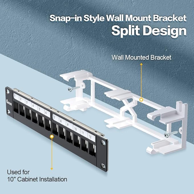 12 Port Blank Keystone Patch Panel Wall Mount 10inch - Image 4