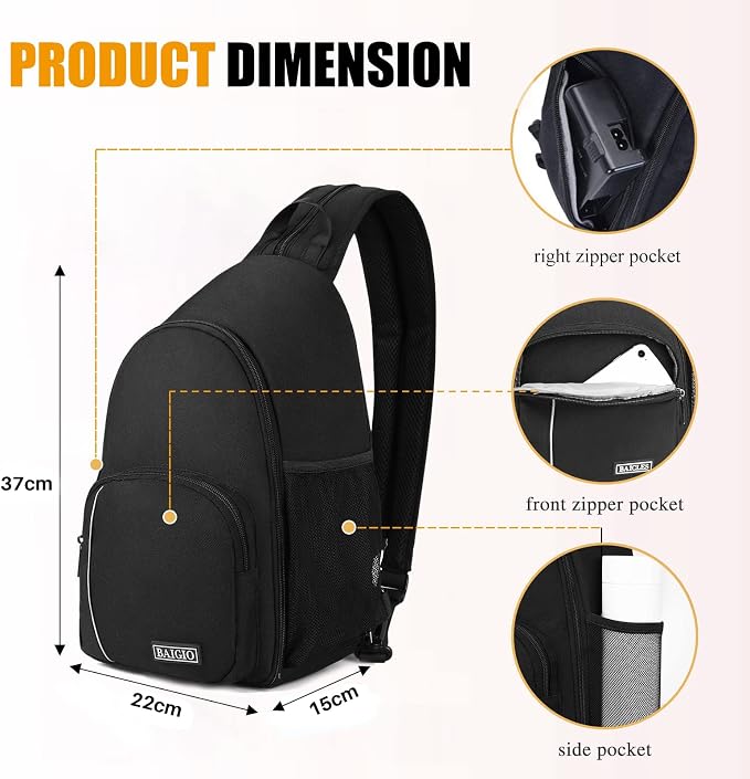 BAIGIO Camera Sling Bag Small Camera Backpack - Image 2