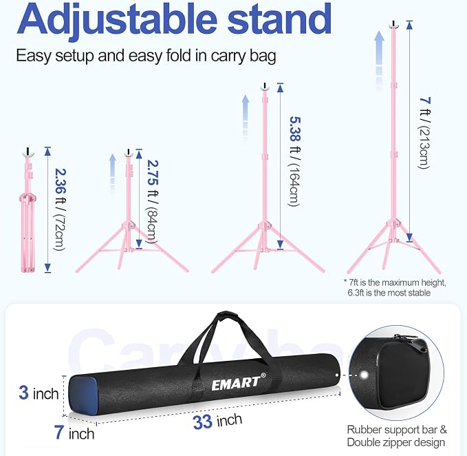 EMART Backdrop Stand 10x7ft Photo Studio Adjustable Background Stand Support kit - Image 3