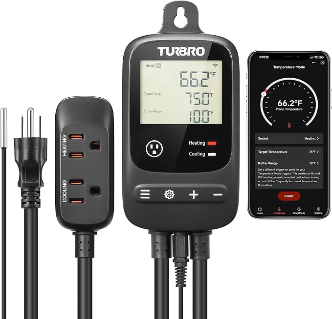 TURBRO Smart Temperature Controller Heating Cooling, WiFi-Enabled Thermostat by TURBRO