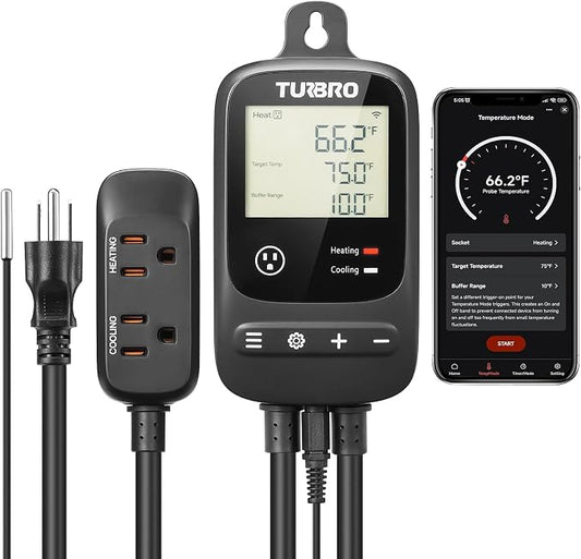 TURBRO Smart Temperature Controller Heating Cooling, WiFi-Enabled Thermostat by TURBRO