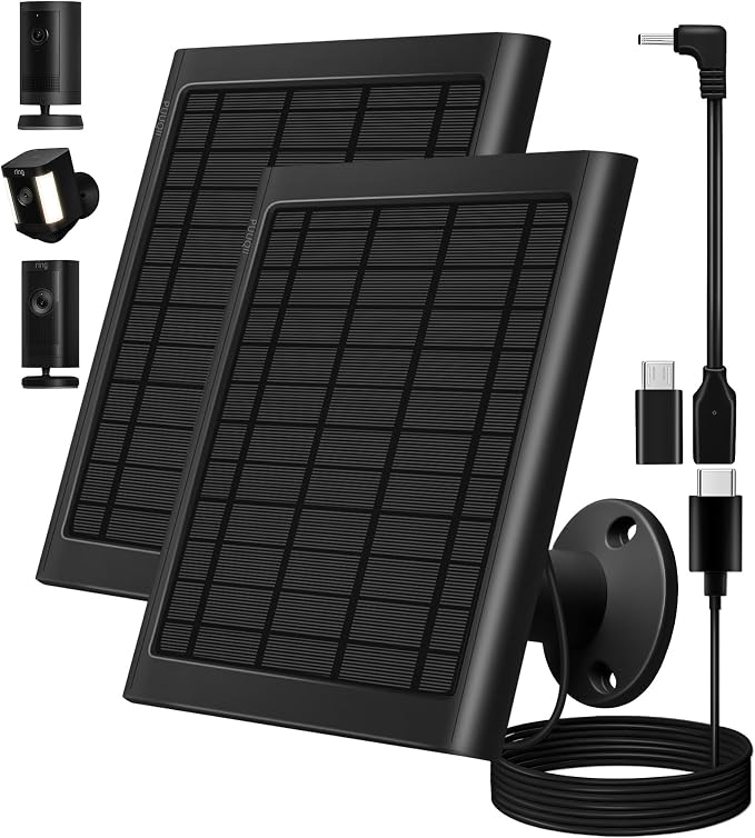8W Solar Panel for Ring Camera, Spotlight Cam Battery, Includes Barrel Plug to by PUUQII