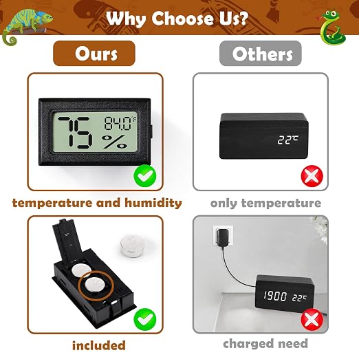 Vodolo Reptile Thermometer and Humidity Gauge, Chameleon Cage, Tree Frog - Image 6