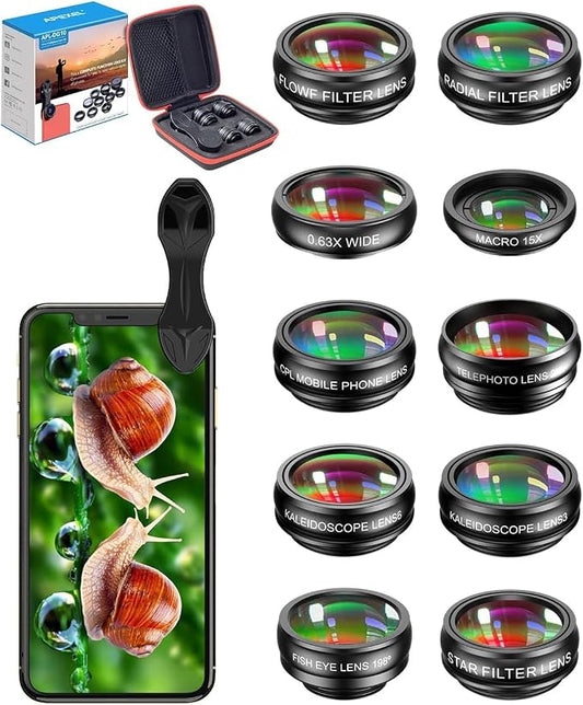 MIAO LAB 10 in 1 Cell Phone Camera Lens Kit, Wide Angle Lens & Macro by MIAOLAB