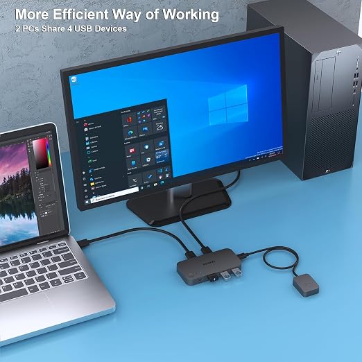 BENFEI USB 3.0 Switch, USB Switcher 2 Computers Share 3*USB 3.0 and 1*USB C - Image 3