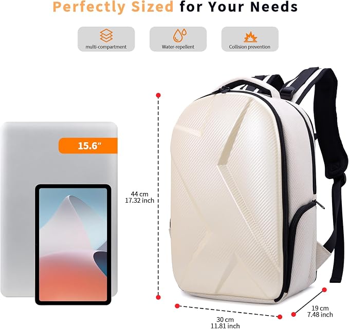 Camera Backpack Hard Shell Imitation Carbon Fiber DSLR, Waterproof Shockproof - Image 3