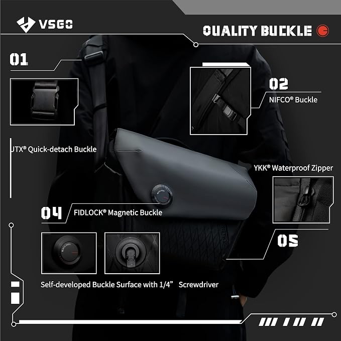 VSGO 6L Waterproof Camera Sling Bag, Single-Shoulder Messenger Bag - Image 6