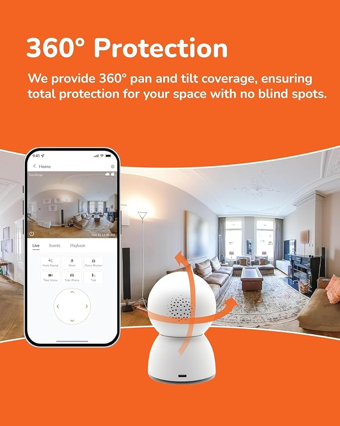 SensForge 2.5K Pan-Tilt Security Camera, 360° Dual-Band WiFi Camera - Image 4