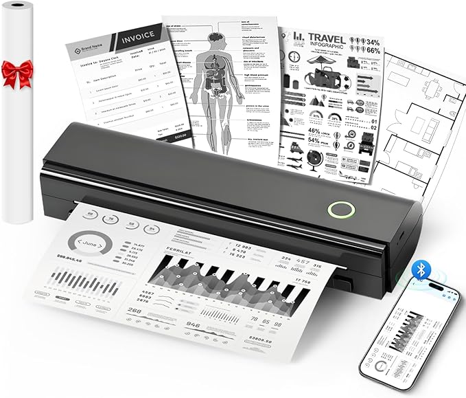 Portable Printers Wireless for Travel, N80 Wireless Thermal Printer Bluetooth by Unknown