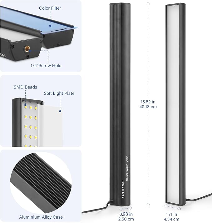 2 Pack LED Video Light Stick - Image 5