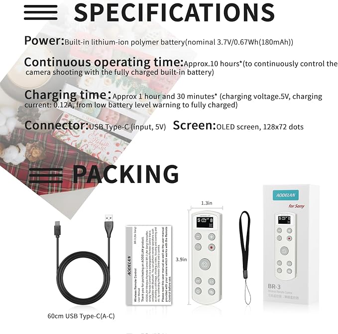 Remote Control for Sony Camera, USB-C Rechargeable Wireless Shutter Release - Image 9