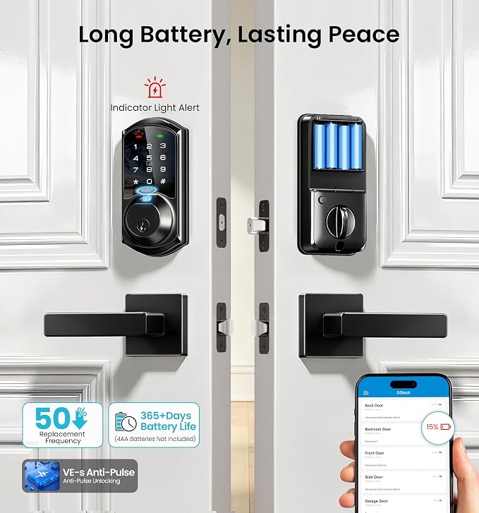Veise VE07 Fingerprint Smart Door Lock, 7-in-1 Keyless Entry Deadbolt - Image 13