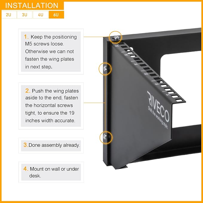 RIVECO 6U Wall Mount Rack for Network| Reinforced Heavy Load 66-99 LBS Small - Image 4