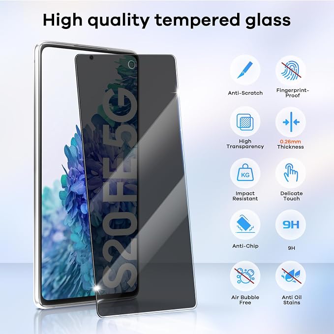 3+3 Pack for Samsung Galaxy S20 FE 5G Privacy Screen Protector & Phone Camera - Image 5
