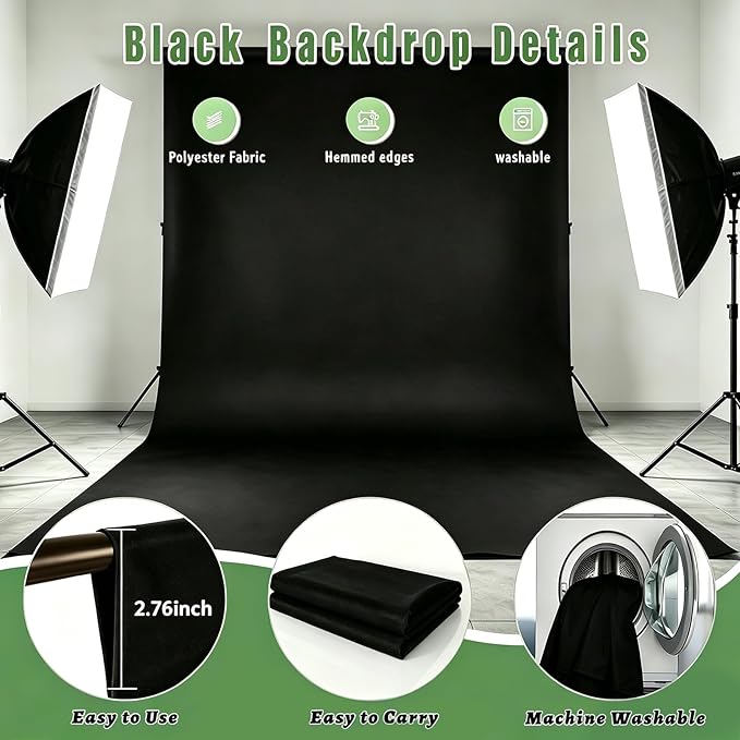 Black Photo Backdrop for Photoshoot, Photo Backdrop Curtain - Image 6