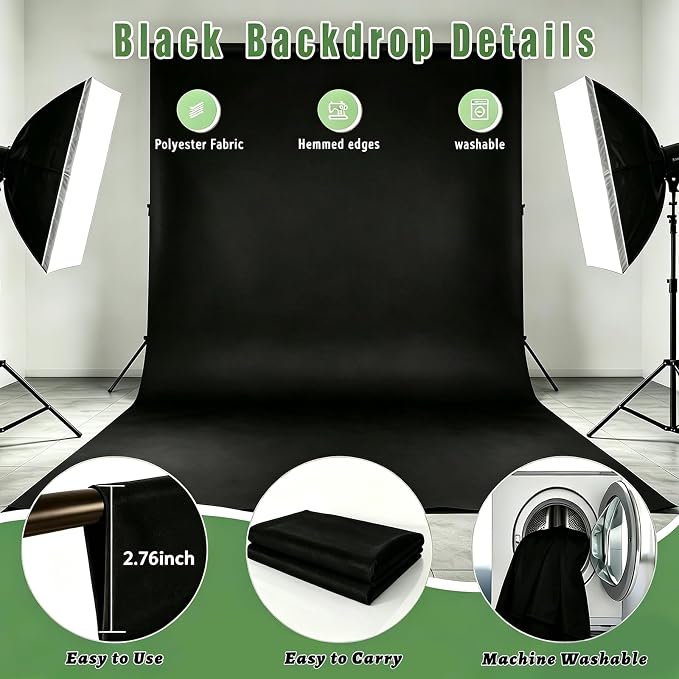 Black Photo Backdrop for Photoshoot, Fabric Background for Product Photography - Image 5
