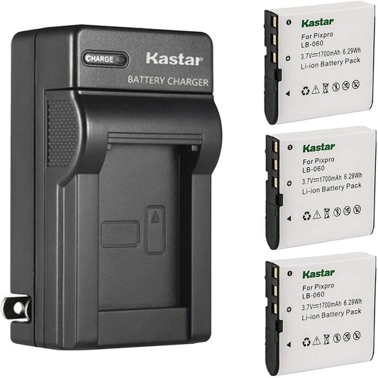 Kastar 3-Pack Battery and AC Wall Charger Replacement by Kastar