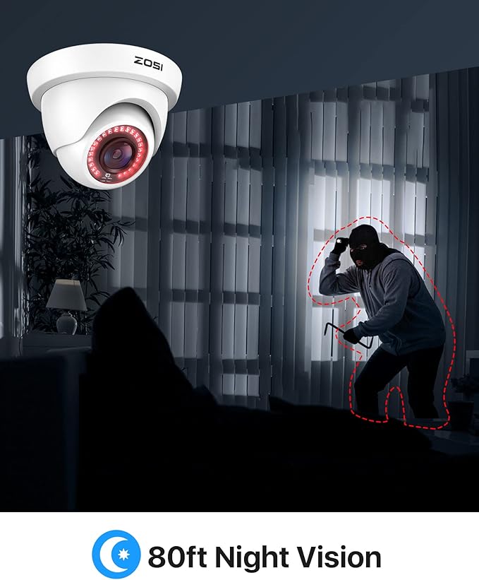 ZOSI 4Pack 2.0MP HD 1080P Security Cameras Kit, 80ft Night Vision, Indoor - Image 3