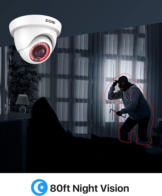 ZOSI 4Pack 2MP 1080P HD Security Cameras, 80ft Night Vision, IP66 Weatherproof - Image 3