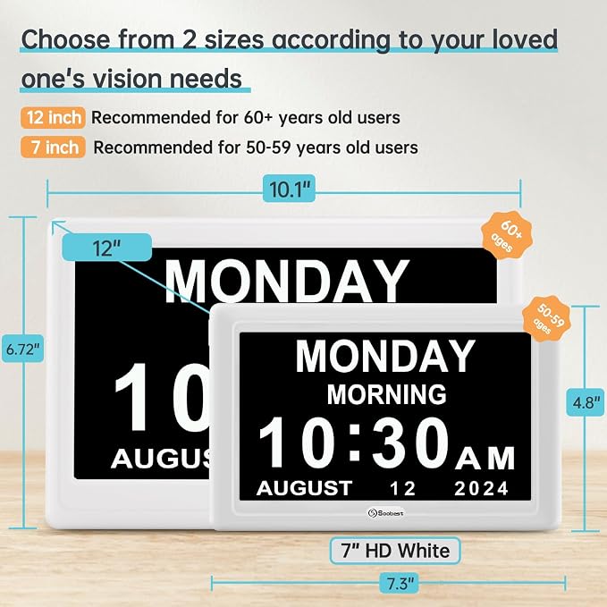 Soobest Dementia Digital Clock for Seniors Elderly, 20 Alarm Reminders 3 - Image 2