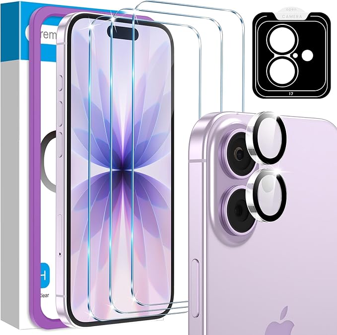 Fotbor Compatible with 3 Pack iPhone 17 Screen Protector With 1 Set Camera Lens by Fotbor