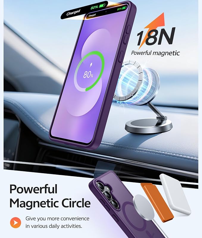 FNTCASE for Samsung Galaxy S25 FE Case: Magnetic Translucent Matte Military - Image 3