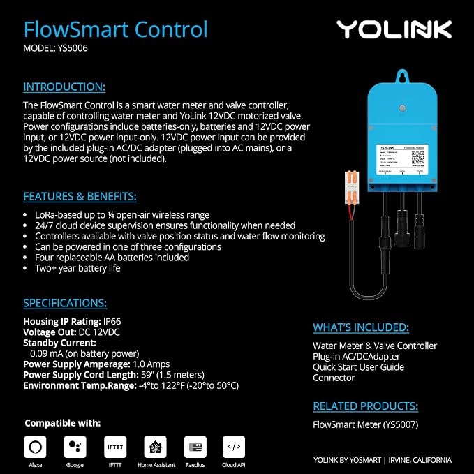 NSF Certified Pulse Meter + Shutoff Valve Kit, FlowSmart Controller YS5006 - Image 5