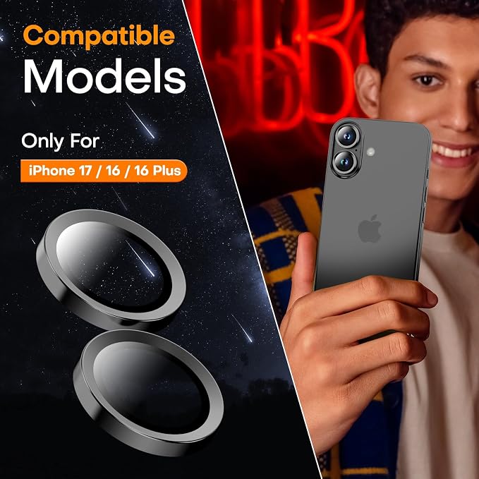 Camera Lens Protector for iPhone 17/16/16 Plus, Tempered Glass Metal Individual - Image 4