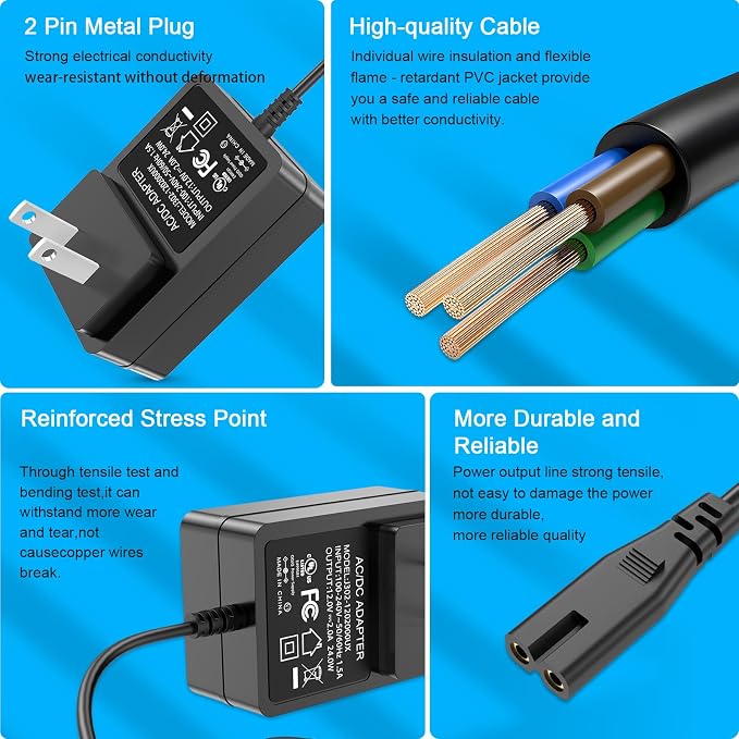 12V 2A AC to DC Power Adapter for TP-Link Deco Mesh WiFi System Models S4 - Image 6
