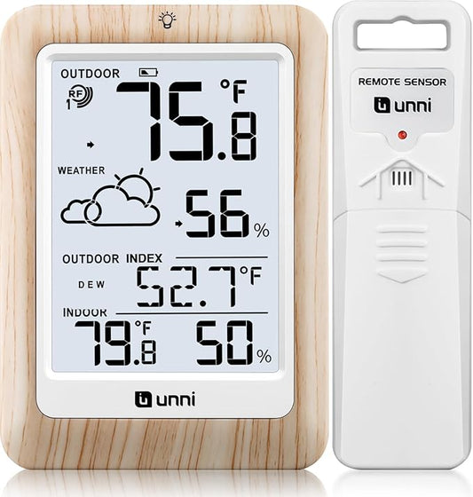 Indoor Outdoor Thermometer Wireless Weather Station, Temperature Humidity by UUNNI