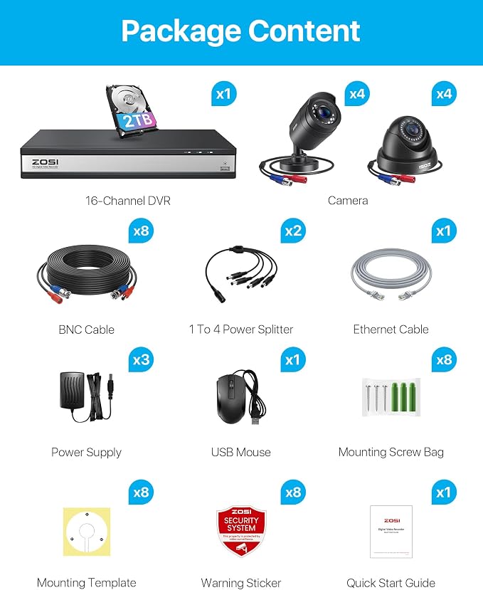 ZOSI 16CH H.265+ 1080P Home Security Camera System - Image 9