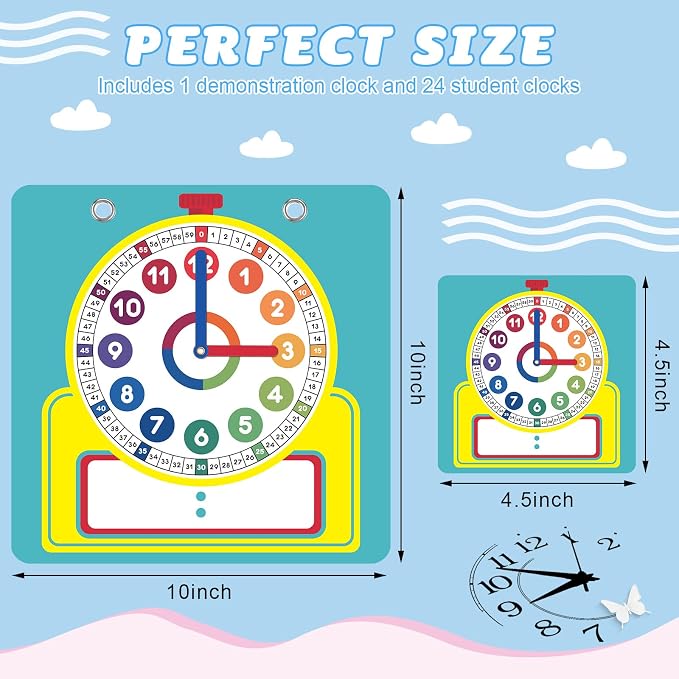 Junkin 25 Pcs Teaching Clock Kit, Learning Clocks - Image 2