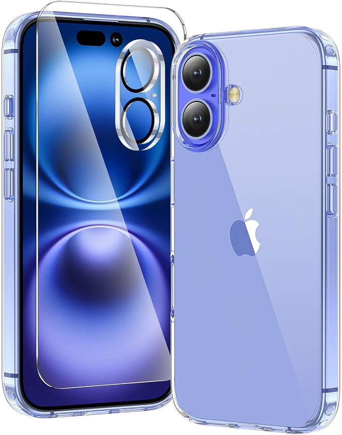 toushion 3 in 1 for iPhone 16 Plus Case Transparent | Screen Protector *1 & by Unknown