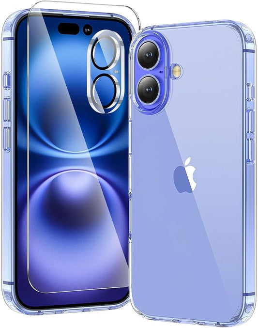 toushion 3 in 1 for iPhone 16 Plus Case Transparent | Screen Protector *1 & by Unknown