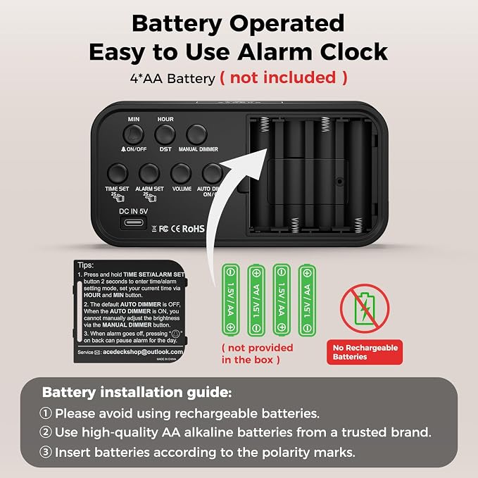 Acedeck Battery Operated Alarm Clock - Image 6