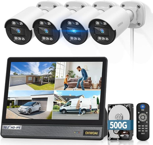 《80ft IR Night Vision & All-in-One DVR》Wired Security Camera System Outdoor by OHWOAI