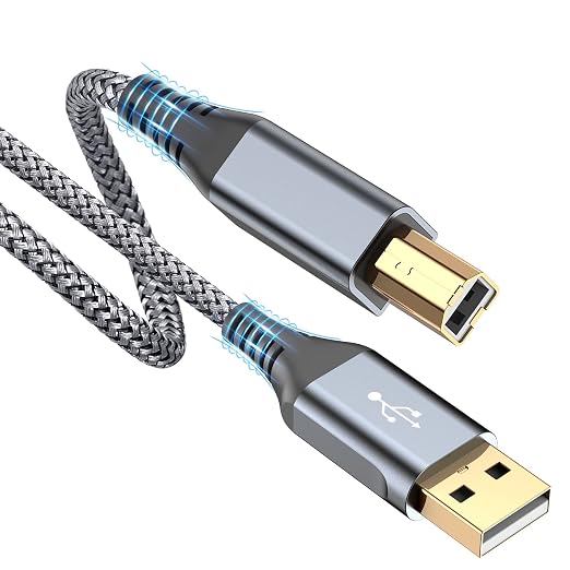 Printer Cable 10ft, USB 2.0 USB-A to USB-B Midi Cable High Speed Nylon Braided by Sweguard