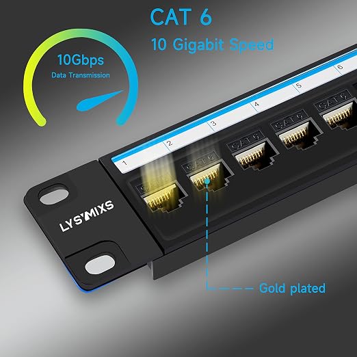 Cat6 Patch Panel 24 Port with Keystone, RJ45 Network Panel 19 Inch, Punch Down - Image 6