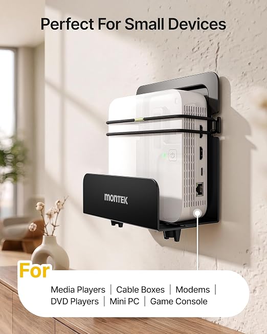 monTEK Adjustable Cable Box Mount up to 11 LBS, Modern Mount, Small Devices - Image 2