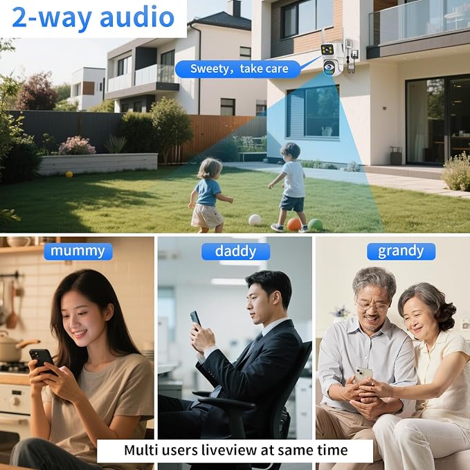 Dual Lens Cameras for Home Security, 2.4G/5G PTZ Outdoor Plug-in Camera - Image 6