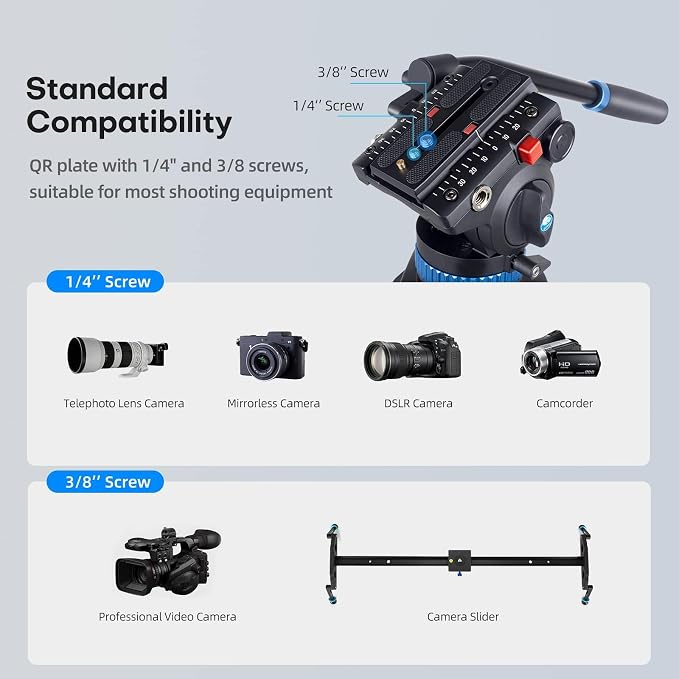 SIRUI AM-25S Video Tripod, 74.8" Professional Heavy Duty Tripod - Image 8