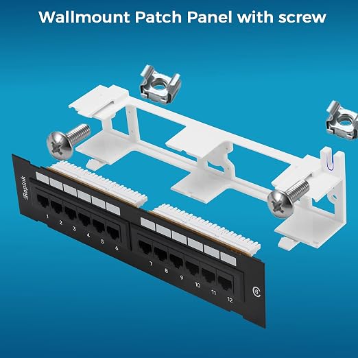 Rapink Patch Panel 12 Port Cat6 10G Support, Network Patch Panel UTP 10-Inch - Image 6