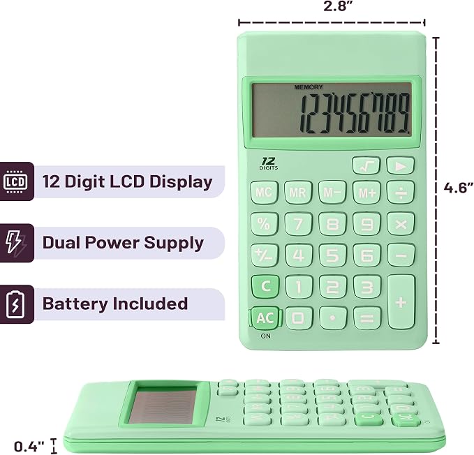Mr. Pen- Standard Function Calculator, 12 Digits, Small Calculator, Pastel - Image 2